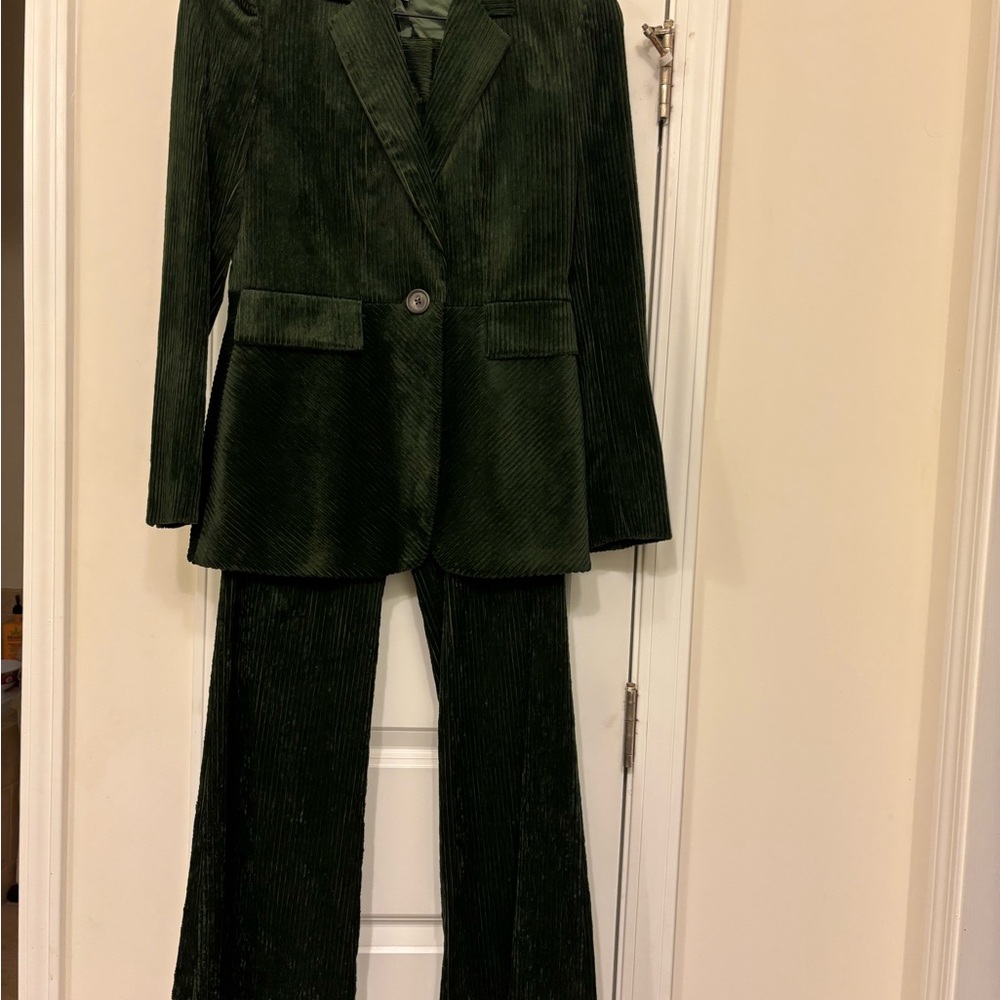 Massimo Dutti Forest Green Corduroy Pantsuit